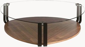 Organisch gevormde salontafel Maki met glazen tafelblad en onderblad