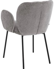 Goossens Basic Eetkamerstoel Eller bruin stof met armleuning, modern design