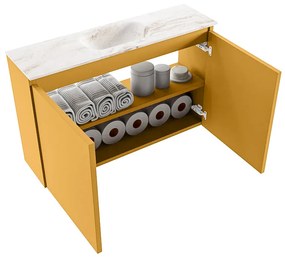 Mondiaz Ture DLux toiletmeubel 80cm ocher met wastafel frappe midden zonder kraangat