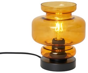 Retro tafellamp zwart met oranje glas - Denise Retro E27 rond Binnenverlichting Lamp