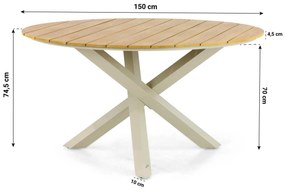 Dining Tuintafel  150 cm Aluminium/Polywood (teakfinish) Taupe Ancona