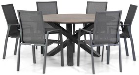Tuinset Ronde Tuintafel 6 personen 150 cm Aluminium Grijs Lifestyle Garden Furniture Ultimate/Ancona