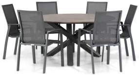 Tuinset Ronde Tuintafel 6 personen 150 cm Aluminium Grijs Lifestyle Garden Furniture Ultimate/Ancona