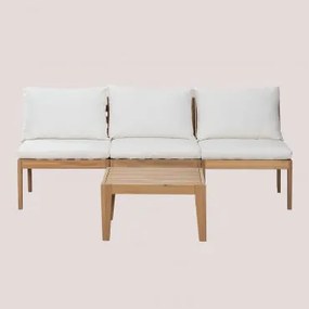 Tuinset Met 3-delige Modulaire Bank En Salontafel Van Acaciahout Filips Gardenia Wit - Sklum