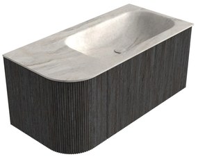 Mondiaz Kurve-dlux 95cm badmeubel ronding links shadow met 1 lade en deur en wastafel big small rechts zonder kraangat ostra