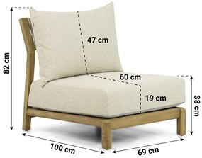Hoek loungeset 6 personen Teak Old teak greywash  Santika Furniture Santika