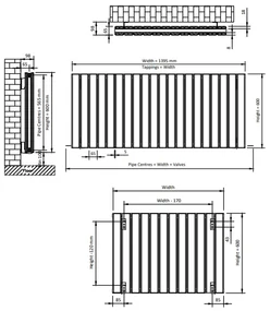 Eastbrook Hadleigh radiator 140x60cm aluminium 2345W wit mat