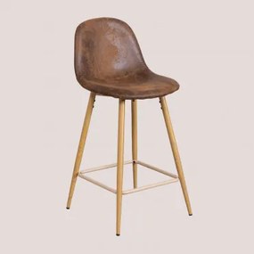 Kunstleren Hoge Kruk Glamm Koffie Vintage & ↑65 Cm & Natuurlijk Hout - Sklum