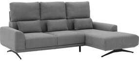 Goossens Excellent Bank Princess grijs, stof, 3-zits, elegant chic met chaise longue rechts