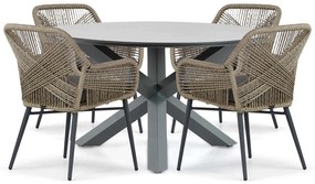 Tuinset Ronde Tuintafel 130 cm Aluminium/wicker Taupe 4 personen Lifestyle Garden Furniture Advance/Orino