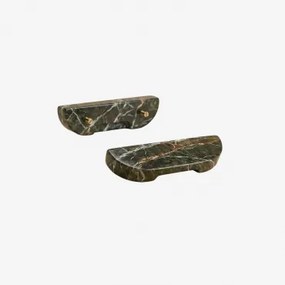 Set Van 2 Handgrepen Van Natuurlijk Steen Tinesla ↔︎ 16 Cm & Groen Marmer Forest - Sklum