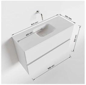 Mondiaz Ada 80cm toiletmeubel cale met wastafel talc midden zonder kraangat