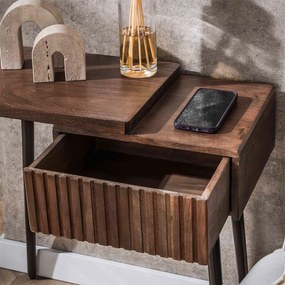 Houten Nachtkastje Met Lade Links - 60x30x61cm.