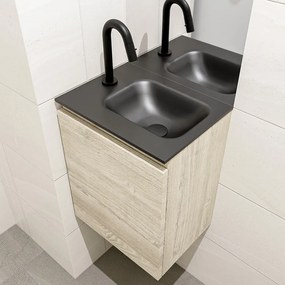 Mondiaz Olan 40cm toiletmeubel light brown grey met wastafel urban rechts 1 kraangat