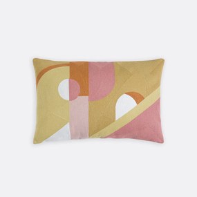 Rechthoekige kussenhoes, geborduurd katoen, geometrisch patroon, DYONIS