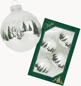 Handbeschilderde kerstballen Snow Hare, 4-delig