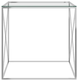 vidaXL Salontafel 55x55x55 cm roestvrij staal en glas zilverkleurig