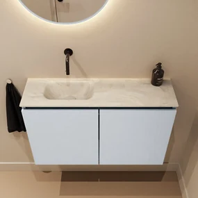 Mondiaz Ture DLux toiletmeubel 80cm clay met wastafel ostra links zonder kraangat