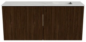 Mondiaz Joya DLux 90cm toiletmeubel walnut met wastafel faye rechts 1 kraangat opalo