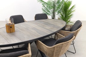 Taste Belmond naturel/Silva houtlook 240x115 cm. ovale tuinset - 7-delig