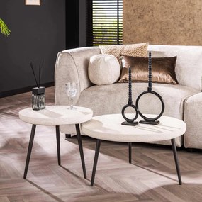 Salontafel Set Van 2 Flat Round Stone