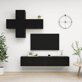 vidaXL 7-delige Tv-meubelset spaanplaat zwart