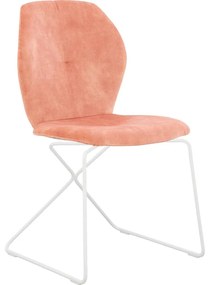 Goossens Excellent Eetkamerstoel Manzini roze velvet stof leuning, modern design
