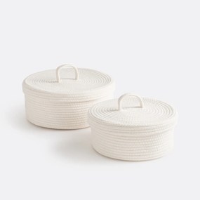 Set van 2 katoenen manden met deksel, Kesia