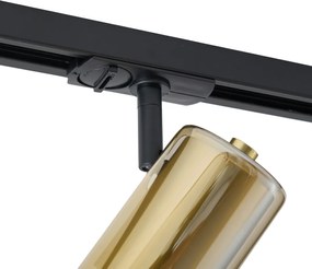 Modern railsysteem zwart met 5 spots goud 1-fase - Iconic Lloyd