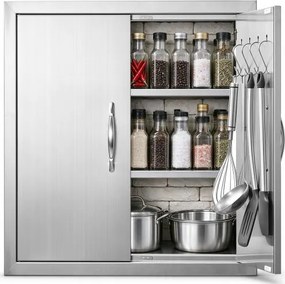 VEVOR Grilltoegangsdeur, 610 x 610 mm, dubbele buitenkeukendeur, vlak gemonteerde roestvrijstalen deur, dubbelwandige verticale deur met handgrepen en haken, voor grill-eiland, grillstation, buitenkast