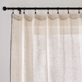 Linnen paneel afgezet met zwart biaisband, ONEGA