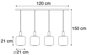 Eettafel / Eetkamer Hanglamp zwart met goud en smoke glas incl. 4 PUCC - Zuzanna Design E27 Binnenverlichting Lamp