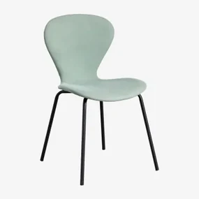 Set Van 2 Uit Gestoffeerde Stapelbare Eetkamerstoelen Celadon & Zwart - Sklum