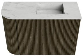 Mondiaz Joya DLux 60cm toiletmeubel ronding links shadow met wastafel faye rechts zonder kraangat opalo