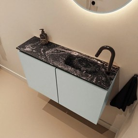 Mondiaz Ture DLux toiletmeubel 80cm greey met wastafel lava rechts met kraangat