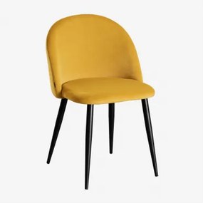 Set Van 4 Eetkamerstoelen Bekleed Met Kana Fluweel Mostaza & Zwart - Sklum