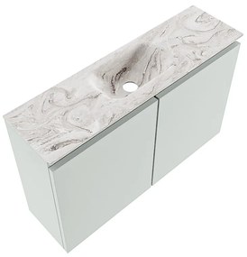 Mondiaz Ture DLux toiletmeubel 80cm greey met wastafel glace midden met kraangat