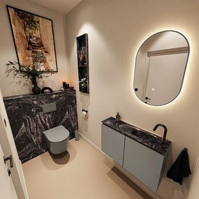 Mondiaz Ture DLux toiletmeubel 80cm smoke met wastafel lava rechts met kraangat