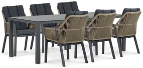 Tuinset 6 personen 220 cm Kunststof Grijs Lifestyle Garden Furniture Salina/Mateo