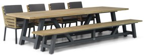 Picknick Set 8 personen 330 cm Teak Old teak greywash Lifestyle Garden Furniture Dakota/Trente