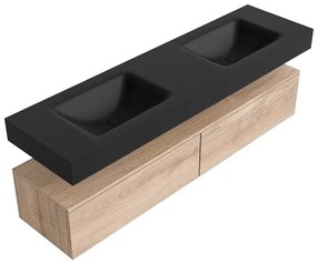 Zaro Alan badmeubel 170cm washed oak 2 lades met vrijhangende wastafel cloud dubbel zonder kraangat urban
