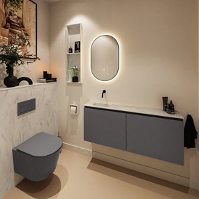 Mondiaz Ture DLux toiletmeubel 120cm dark grey met wastafel opalo links zonder kraangat