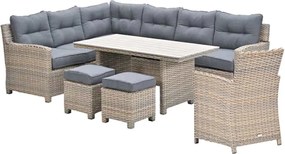 Garden Impressions Alaska lounge dining set 6-delig rechts - vintage willow - light teak vironwood