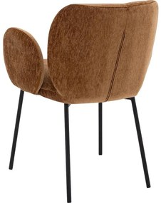 Goossens Basic Eetkamerstoel Eller bruin stof met armleuning, modern design