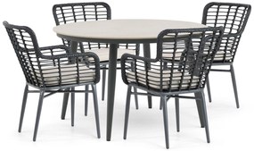 Tuinset 4 personen 120 cm Aluminium/wicker Zwart Lifestyle Garden Furniture Toledo/Vienna