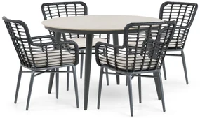 Tuinset 4 personen 120 cm Aluminium/wicker Zwart Lifestyle Garden Furniture Toledo/Vienna
