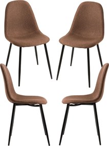 Set van 4 Zwarte Teok Stoffen Stoelen