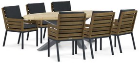 Tuinset 6 personen 240 cm Aluminium/teak Old teak greywash Lifestyle Garden Furniture Dakota/Diogo