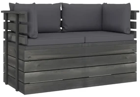 vidaXL Tuinbank 2-zits met kussens pallet massief grenenhout