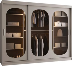 Kledingkast Hartford 522, Kasjmier, 200x250x62cm, 221 kg, Kledingkast deuren: Schuivend, Aantal planken: 5, Aantal planken: 5